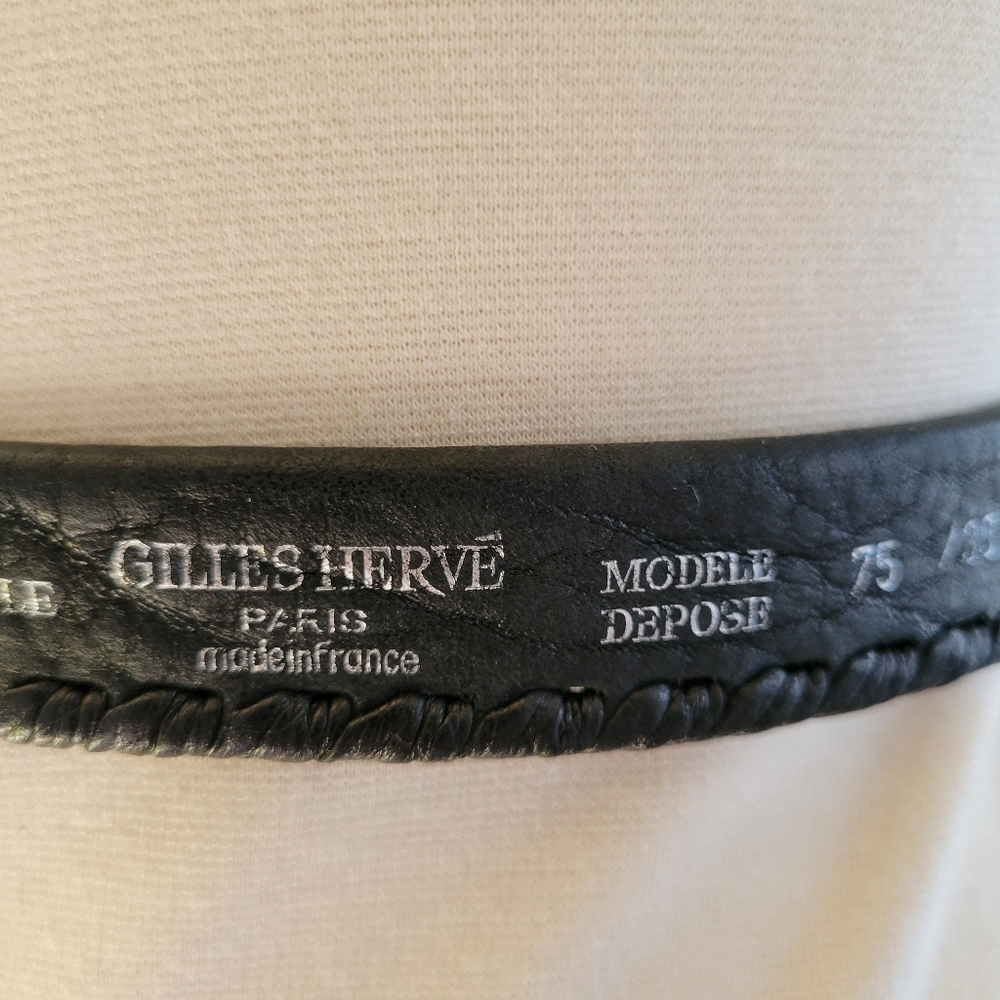 Gilles Herve Paris Women’s Black Leather Side Stitched Belt - Picture 11 of 13